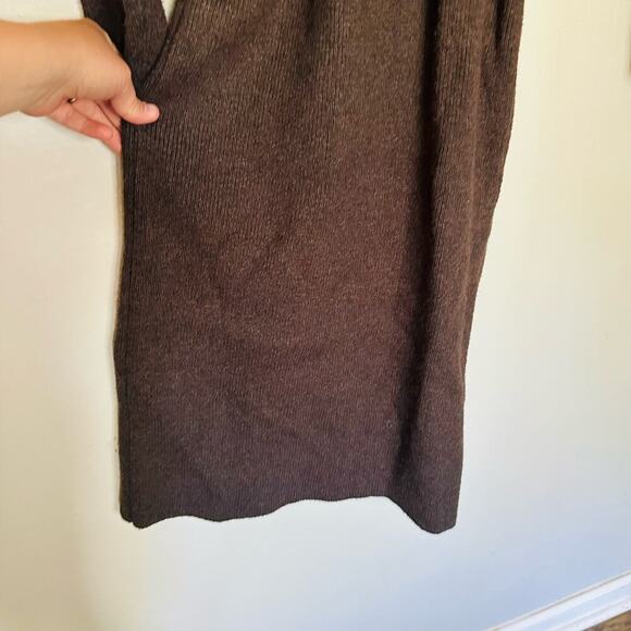 MOON RIVER Faux Brown Sweater Long Sleeves V-Neck Wrap Dress Size Extra Small - Picture 11 of 14